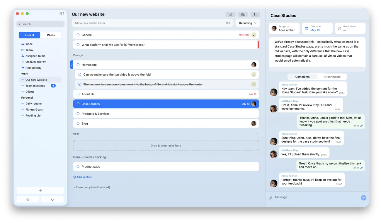 TaskPal task management interface